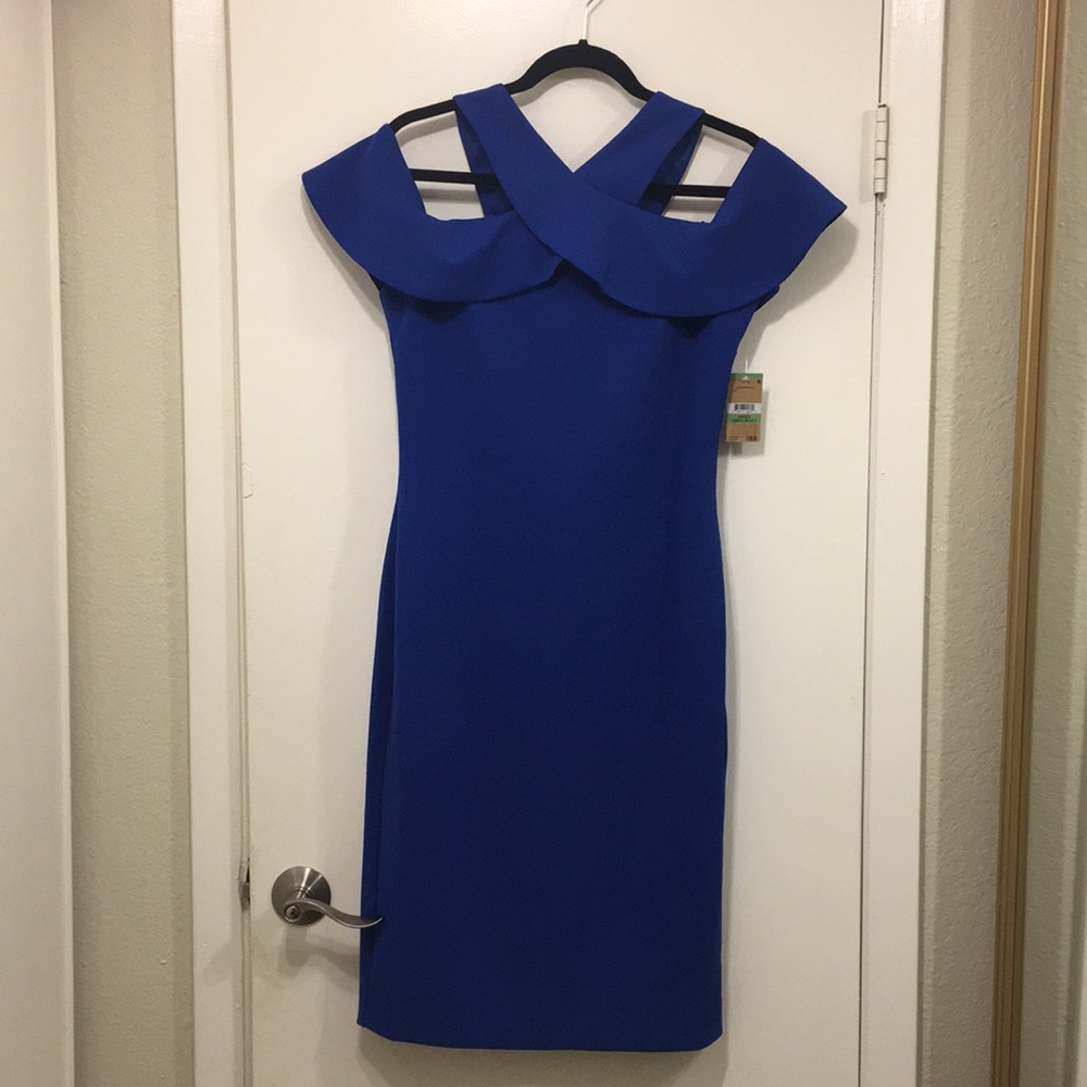 Royal blue off the shoulder dress